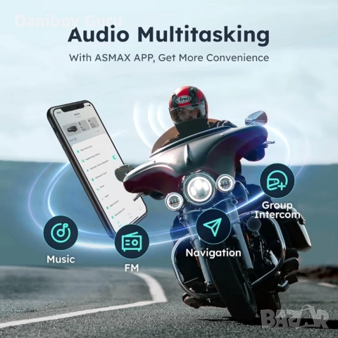Asmax S1 Мотоциклет Bluetooth интерком с 3 режима на интерком, Mesh комуникация за 8, снимка 5 - Bluetooth слушалки - 52465468