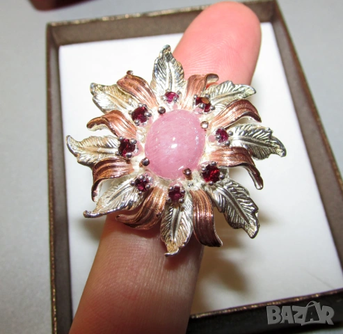 925 сребърен пръстен с рубин, снимка 6 - Пръстени - 53811099