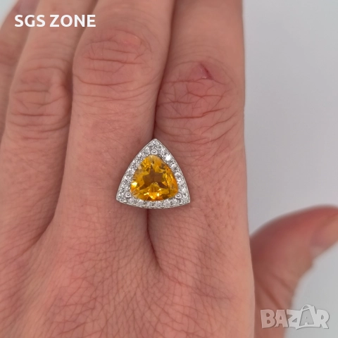 Сребърени Обеци със Цитрин от Таиланд, снимка 5 - Обеци - 51511311