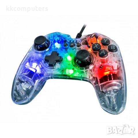 Nacon GC-100XF RGB - кабелен геймпад с вибрация, RGB светлина, 2м кабел - черен