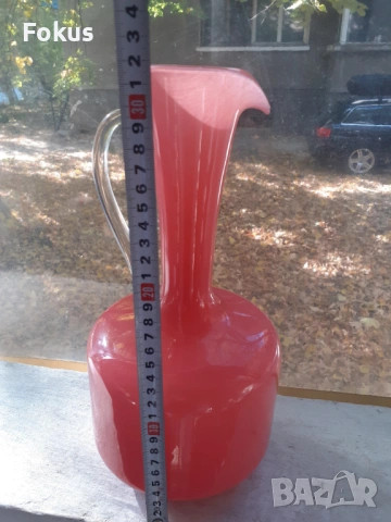 Невероятна голяма розова кана гарафа декантер Опалин, снимка 4 - Антикварни и старинни предмети - 53408565