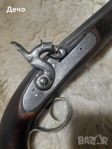 Османски, Балкански Капсулен пищов Работещ механизъм Бронзова Лъвска глава на дръжката, снимка 2 - Антикварни и старинни предмети - 50480609