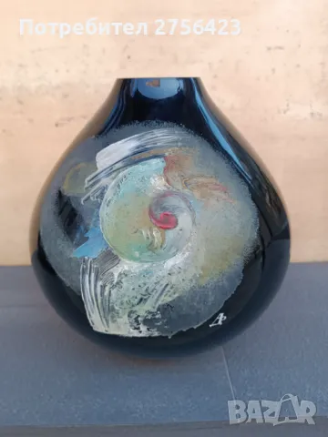 Авторски  стъклени ваза и пепелник " Китка" Нови пазар, снимка 2 - Антикварни и старинни предмети - 49881599