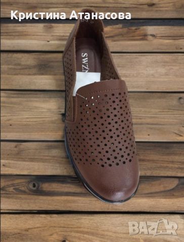 Дамски ежедневни кожени обувки с дупки без връзки, снимка 3 - Маратонки - 45954911