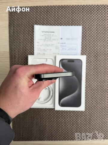 КАТО НОВ!/*ЛИЗИНГ*/ iPhone 15 Pro Black Titanium 256Gb 24М Гаранция, снимка 8 - Apple iPhone - 52627089