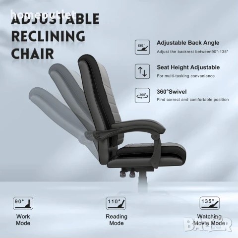 Офис стол HL BY-PG04-BK, снимка 6 - Столове - 51047879