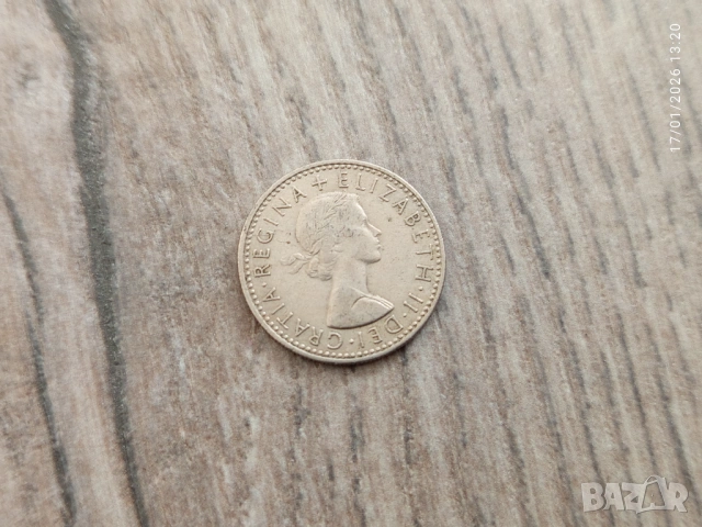 Монета 1966 Великобритания Six Pence 6 pence (Elizabeth II - 1st portrait), снимка 3 - Нумизматика и бонистика - 53300139