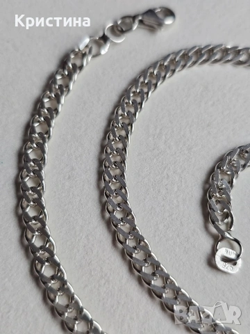 Красив сребърен синджир, снимка 2 - Колиета, медальони, синджири - 53067396