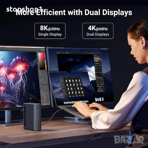 UGREEN Revodok Max 213 Thunderbolt 4 докинг станция, 13-в-1, единичен 8K или два 4K@60Hz дисплея, 90, снимка 9 - UPS захранвания - 54082041