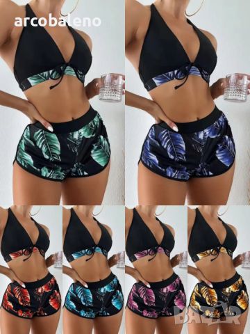 Нов модерен многоцветен комплект секси бикини от три части, 10цвята 