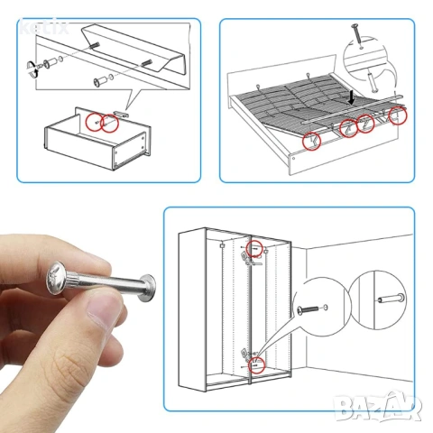 Мебелни свързващи винтове,50 бр., M6 x 31-40 мм, снимка 3 - Други - 53513392