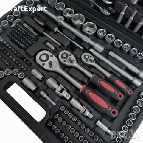 Гедоре KraftWorld 216 части 1/4″ 3/8″ 1/2″ CR-V – пълен комплект за професионалисти, снимка 7 - Куфари с инструменти - 50681460