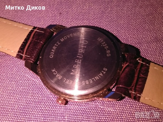 Mreurio кварцов часовник нов с каишка естествена кожа, снимка 4 - Мъжки - 53322841