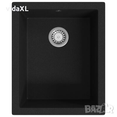 vidaXL Кухненска мивка с преливник, черна, гранит(SKU:147065, снимка 1 - Мивки - 45169961