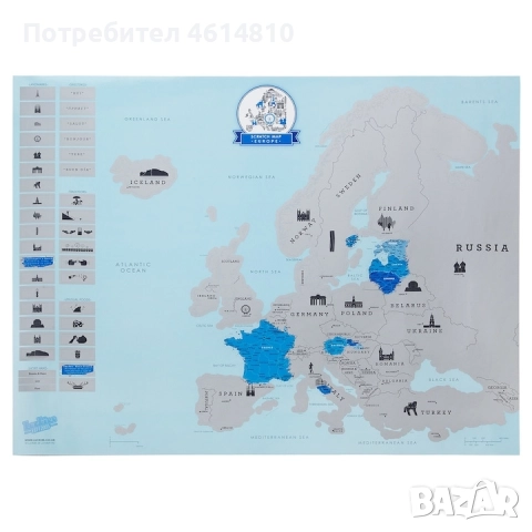 Скреч карта на Европа, снимка 4 - Други игри - 52024524