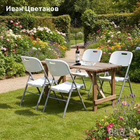 Комплект 4 броя сгъваеми кетъринг столове за градина и събития - удобни и издръжливи