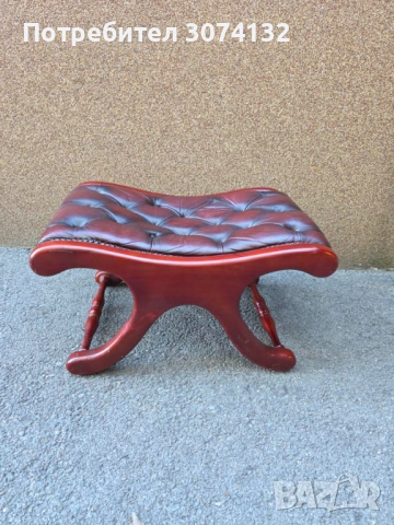 Табуретка от естествена кожа в стил Честърфийлд, снимка 4 - Дивани и мека мебел - 53711791