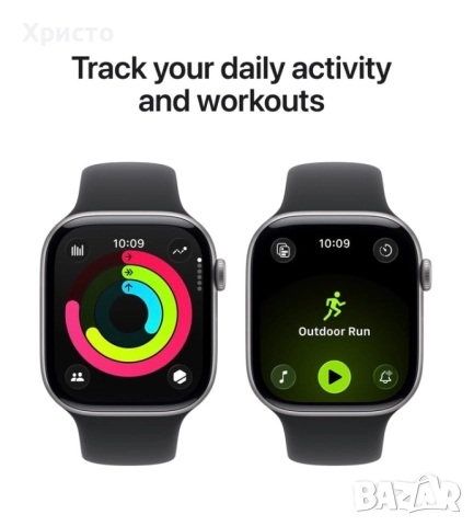 НОВ!!! Apple Watch 11 GPS, Space Grey Aluminium 46mm, Black Sport Band - M/L , снимка 5 - Смарт часовници - 52462779