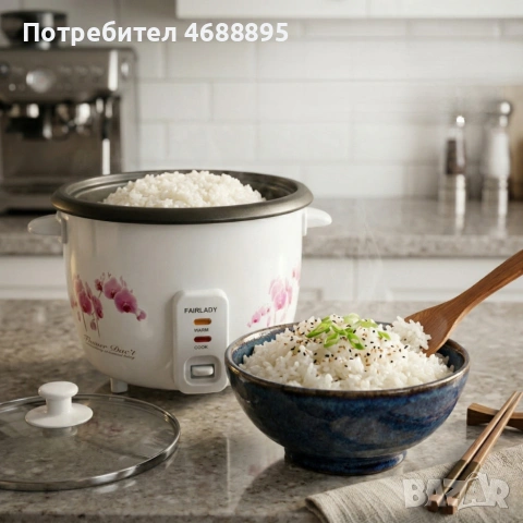 Компактен електрически оризовар 0.6 л с функция готвене и поддържане на топло
