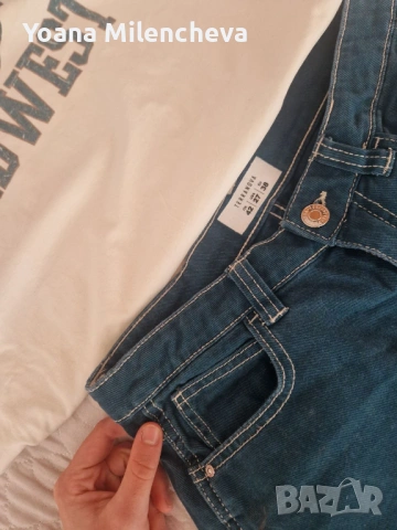 ОКЛАХОМА Varsity тениска в комплект с широки тъмно сини дънки, снимка 5 - Дънки - 53771822