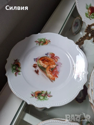 Антикварен Комплект Десертни Чинии „P.K. Silesia“ – Късче История от Силезия, снимка 4 - Сервизи - 53913619