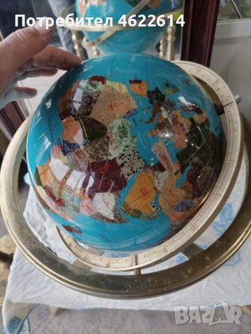 МНОГО КРАСИВ ГЛОБУС ОТ ПОЛУСКЪПОЦЕНИ КАМЪНИ, снимка 3 - Антикварни и старинни предмети - 53947304