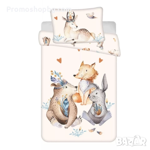 Детски спален комплект Animals, 100 % памук, 2 части, 100x135 см