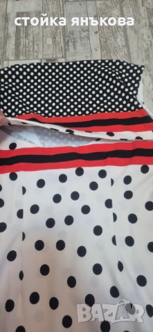  дамска рокля на точки бяло черно червено, снимка 8 - Рокли - 50589655