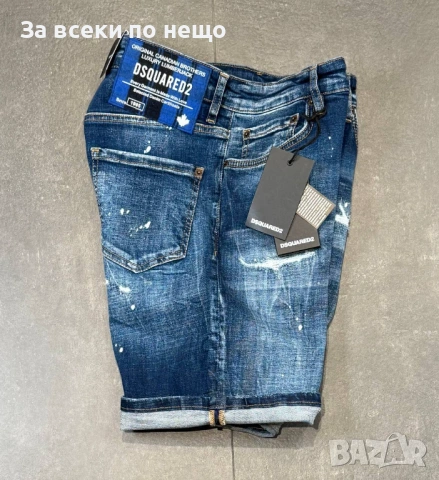 DSQUARED2 Мъжки Сини Къси Дънки С Накъсан Ефект🔝Дамски Къси Дънкови Панталони Код Mens P.197, снимка 2 - Дънки - 53921602
