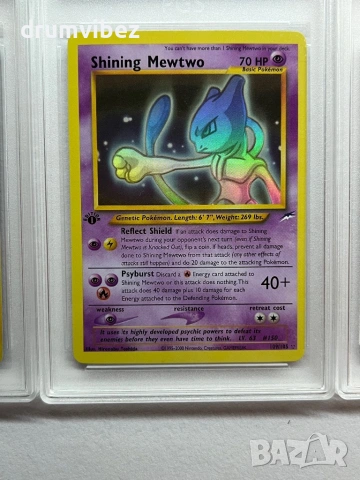4 Pokemon Rare Cards:Gyarados,Charizard,Shining Mewtwo & Shining Gyarados, снимка 8 - Колекции - 53903871