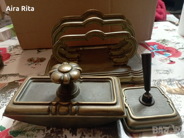 бронзов комплект-печат,стоика за писма,, снимка 2 - Антикварни и старинни предмети - 53722232