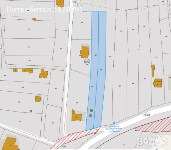 Парцел с ток и вода във в.з. Лазур
