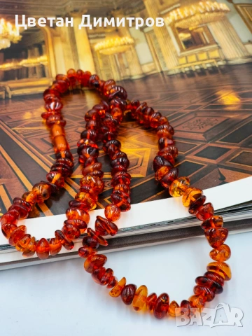  колие от руски естествен тъмен кехлибар, цвят коняк 100% натурален Балтийски кехлибар., снимка 6 - Колиета, медальони, синджири - 53045235