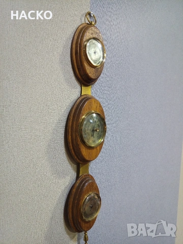 Метеорологична Станция,Термометър,Барометър,Влагомер,Махагонова Поставка Внос от Нидерландия , снимка 6 - Други - 53274598