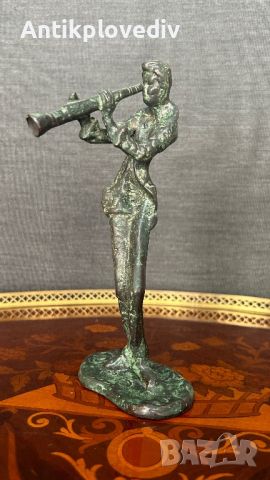 Месингова скулптура на музикант, снимка 8 - Статуетки - 45335308