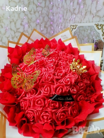 вечен букет от 50 рози , снимка 3 - Декорация за дома - 53201350