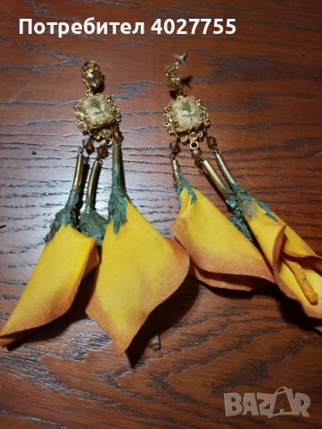 Обеци цветя с гоблен. Ръчна изработка 