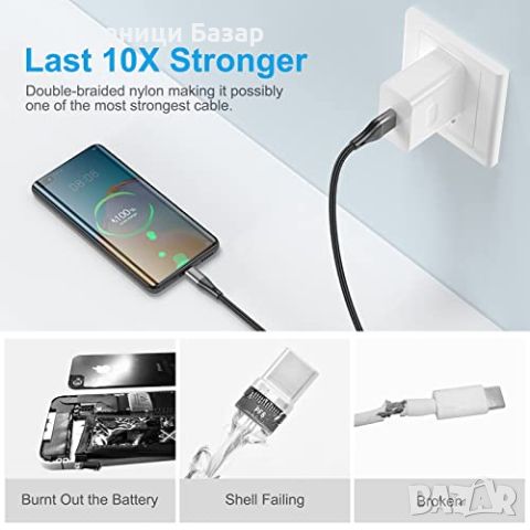 Нови 3 броя USB кабел тип C за бързо зареждане Samsung Самсунг Galaxy , снимка 9 - USB кабели - 45983865