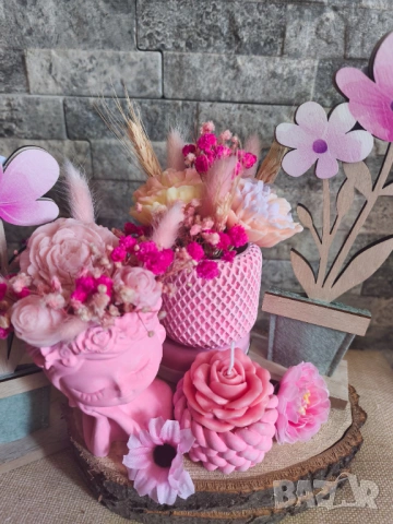 Ръчно изработени керамични декорации със сапунени цветя 