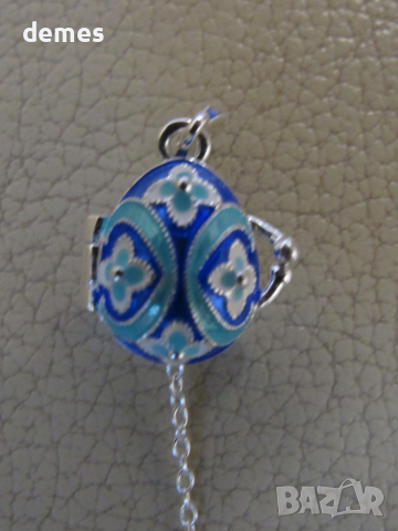Фино дамско колие с висулка- Яйце Фаберже, ново, снимка 3 - Колиета, медальони, синджири - 53089351