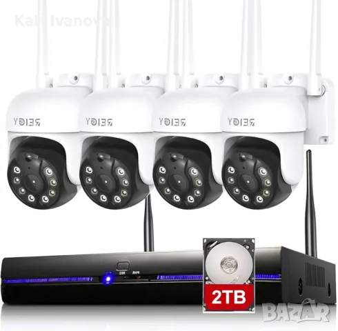 NVR REIGY 5MP комплект за външно Wifi видеонаблюдение с 2TB HDD, 10CH система, 4x 1920P , снимка 1 - Комплекти за видеонаблюдение - 47765125