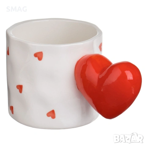 Керамична чаша със сърце 3D дръжка 350 мл_1242019, снимка 2 - Чаши - 53415771