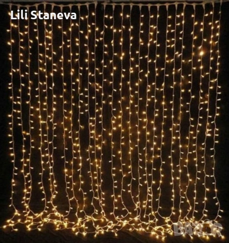 Коледна завеса от лампички / Цветове - Студено бяло, топло бяло, шарено. / 320лед светлини. , снимка 8 - Лед осветление - 52636511