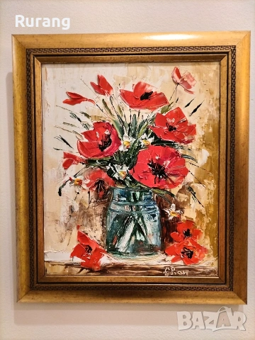 Красиви Авторски картини маслени бои,, Стръкче Любов ", снимка 2 - Картини - 53899376