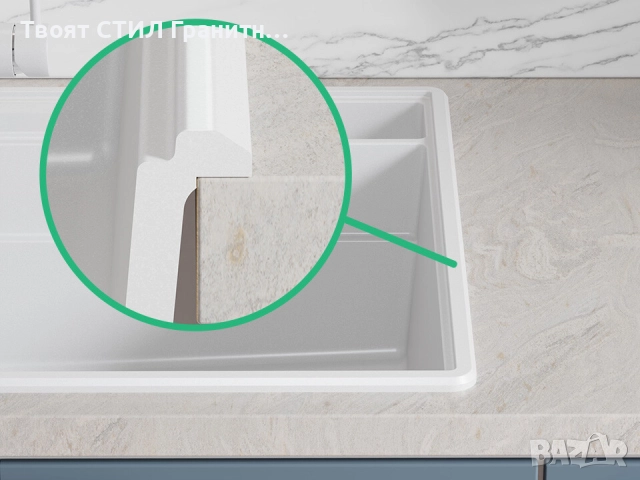 Бяла кухненска гранитна мивка Ню Йорк 80 Multispace 780 x 530 мм -22% Ново, снимка 5 - Мивки - 51834734