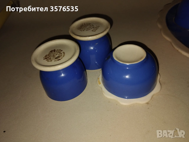 Антикварен сервиз за яйца Villeroy & Boch Dresden (1874-1909) Кобалт, снимка 5 - Антикварни и старинни предмети - 53652128