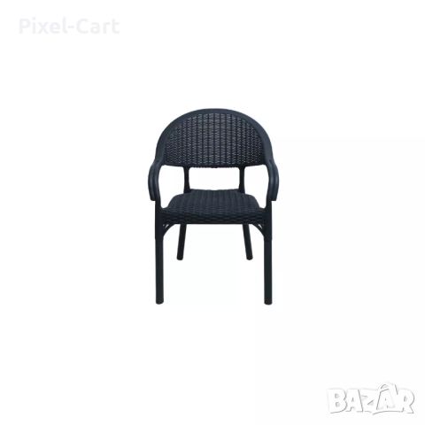 Градински стол от полипропилен с подлакътници - Черен, снимка 1 - Столове - 46459249