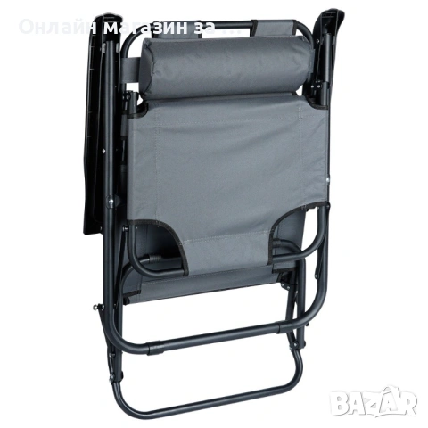 Сгъваем шезлонг, Vilde, сив, 3 позиции, размери 60x102x86см, компактен 489275, снимка 5 - Градински мебели, декорация  - 53232390