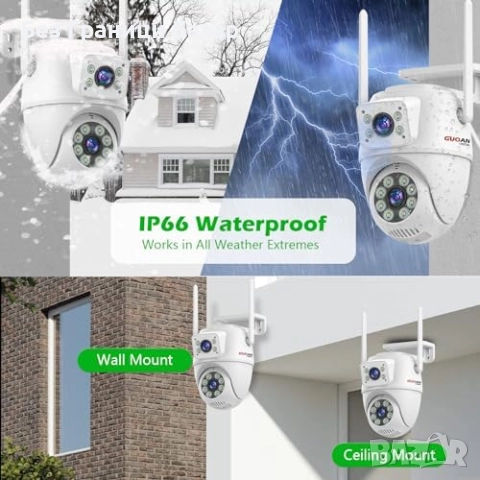 Нова Външна 360° Камера 6MP с Аларма, IP66 и Смарт Засичане охрана дом, снимка 4 - IP камери - 51488850