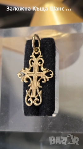 Златно кръстче от жълто злато 14 k. (585) , снимка 2 - Колиета, медальони, синджири - 54035002